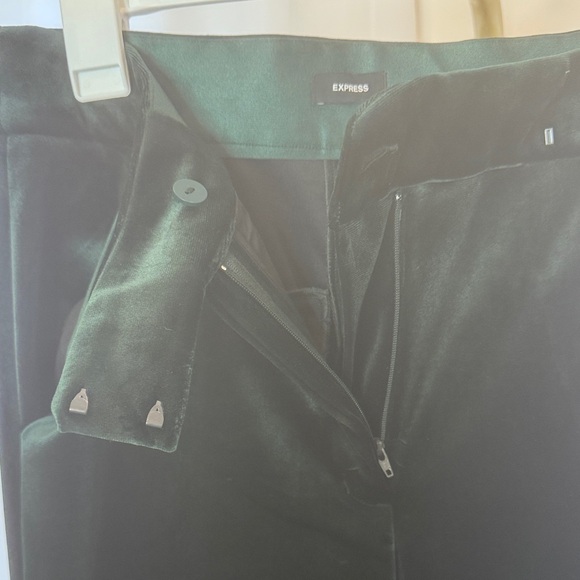 Express Elegant Deep Green Velvet Flare Pants - Picture 4 of 9